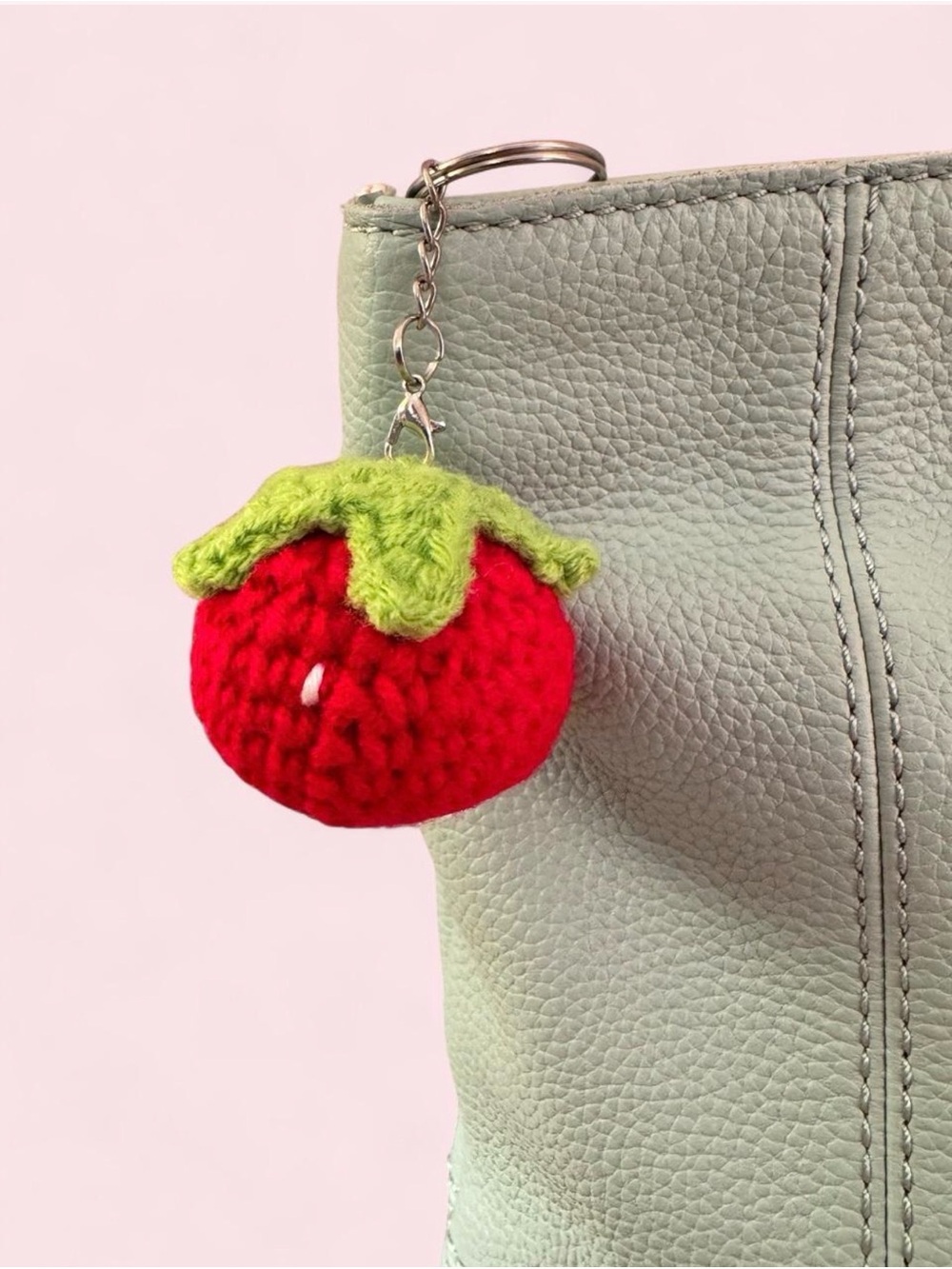 The Sak Mint Green Leather Pouch w/Crocheted Strawberry Charm - Picture 4 of 9